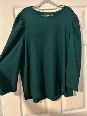 Women’s Teal Long Sleeve Blouse - Stylish Crewneck Top